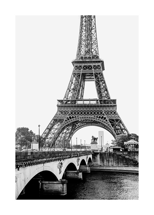 – Svartvit poster på Eiffeltornet