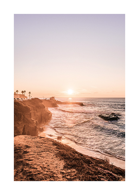 – Poster av solnedgången vid kusten
