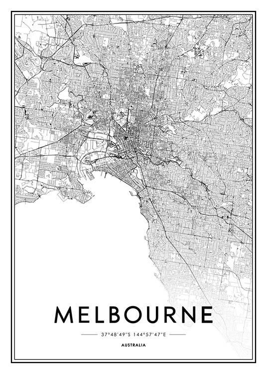 Melbourne Poster / Svartvita hos Desenio AB (2054)