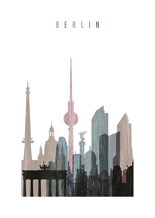 Berlin Skyline Poster / Kartor & städer  hos Desenio AB (2143)