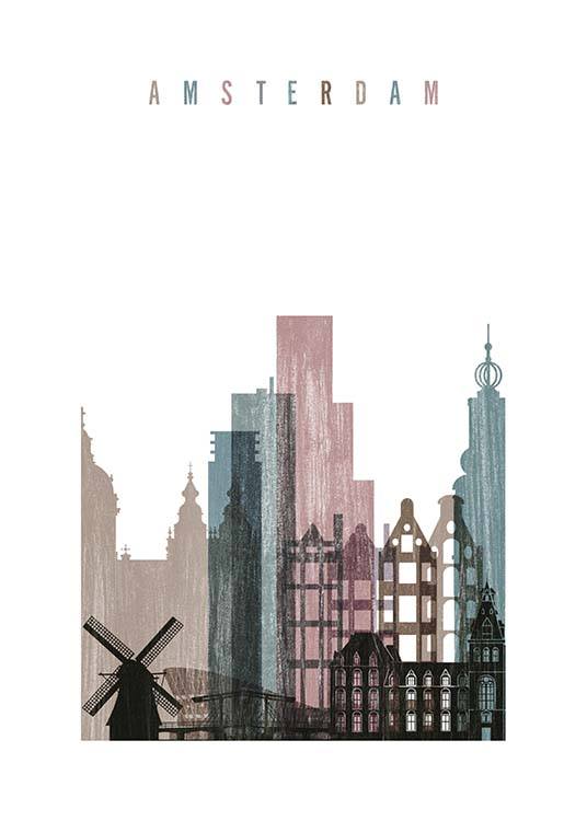 Amsterdam Skyline Poster / Kartor & städer  hos Desenio AB (2144)