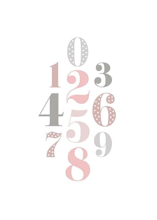 Numbers Pink Poster / Barntavlor hos Desenio AB (2210)