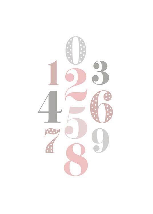 Numbers Pink Poster