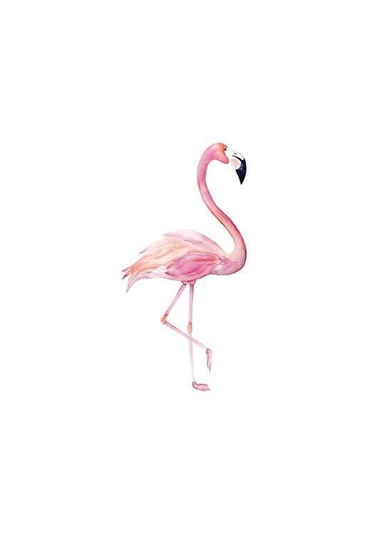 Flamingo Aquarelle Poster / Barntavlor hos Desenio AB (2222)