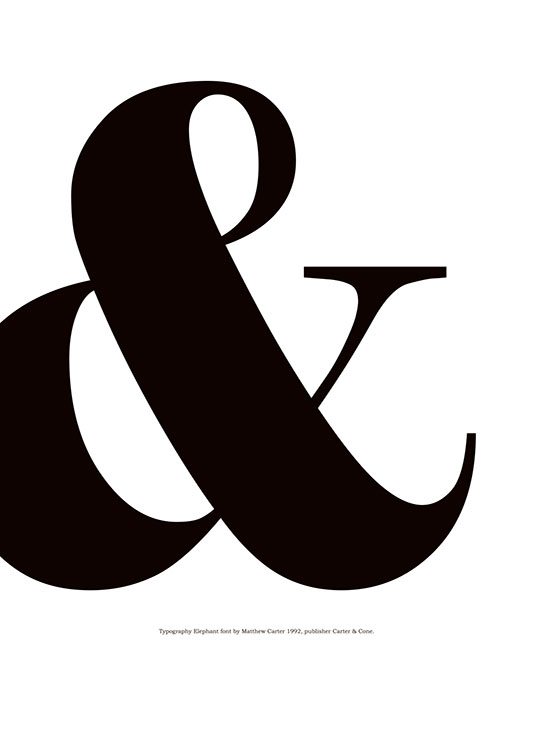  – Svartvit typografiposter med ett stort &-tecken och text under