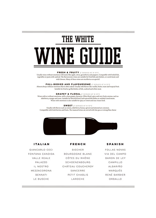 White Wine Guide Poster  / Kökstavlor hos Desenio AB (7803)