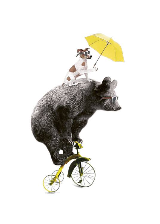Bear On Yellow Bike Poster / Barntavlor hos Desenio AB (7830)