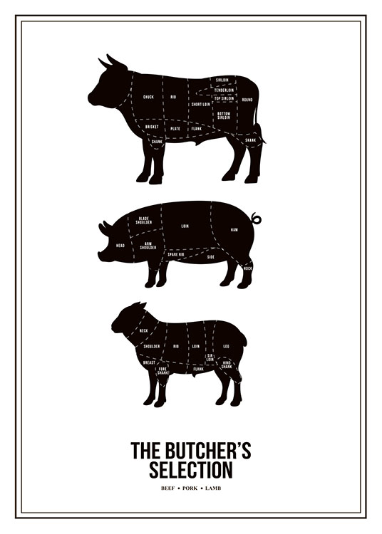 Butchers Selection Poster / Svartvita hos Desenio AB (7974)