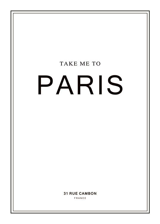 Take Me To Paris Poster / Texttavlor hos Desenio AB (7983)