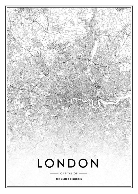 London Karta Poster / Svartvita hos Desenio AB (8126)