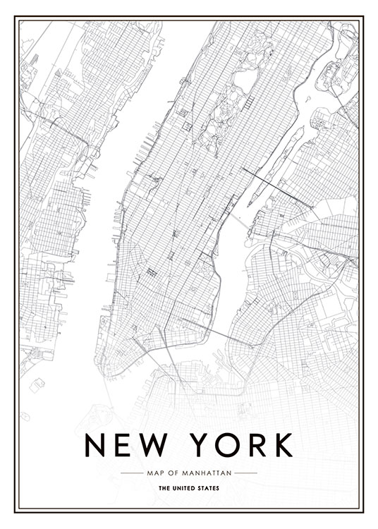 New York Map Poster / Svartvita hos Desenio AB (8128)