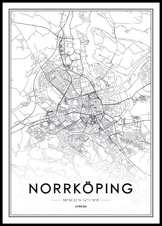 Affisch Norrköping karta | Poster och tavlor med städer online