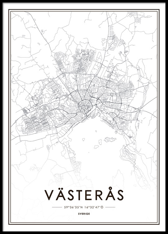 Tavla, poster med Västerås karta | Affisch | Desenio.se