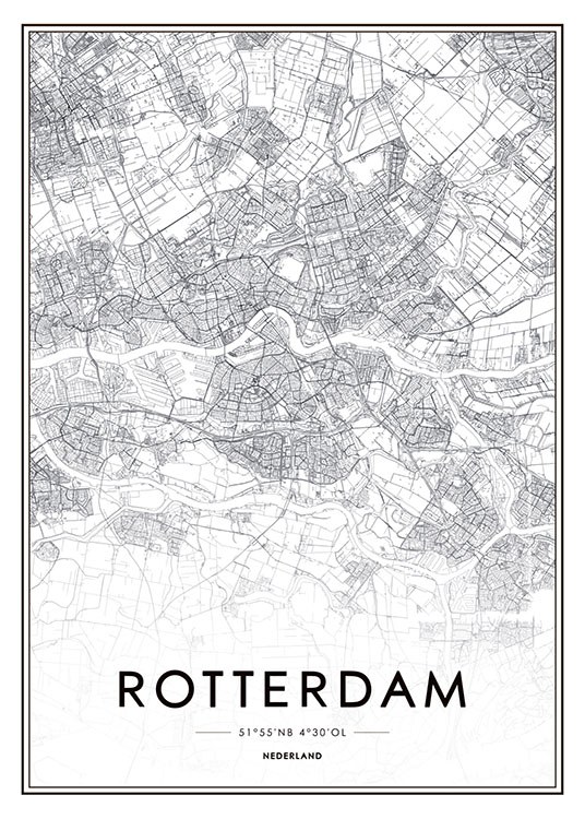 – Monokrom poster över Rotterdam