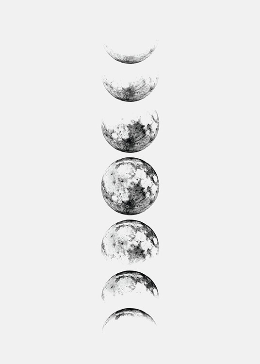 Moon Phase Grey Poster