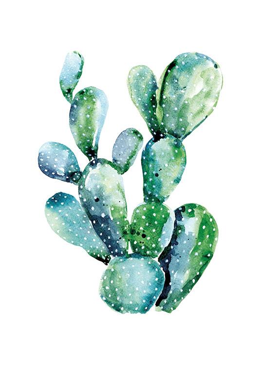 Watercolor Cactus Poster / Botaniska hos Desenio AB (8386)