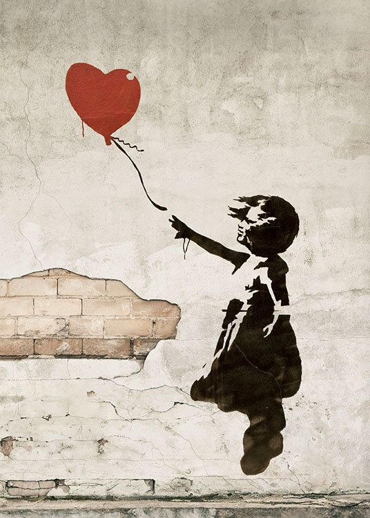 Girl With Love Balloon Poster / Konststilar hos Desenio AB (8448)