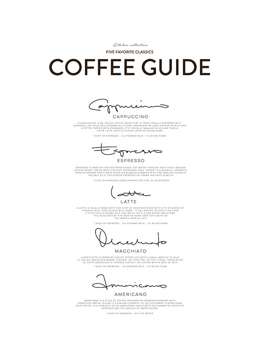 Five Coffee Classics Poster / Kökstavlor hos Desenio AB (8556)