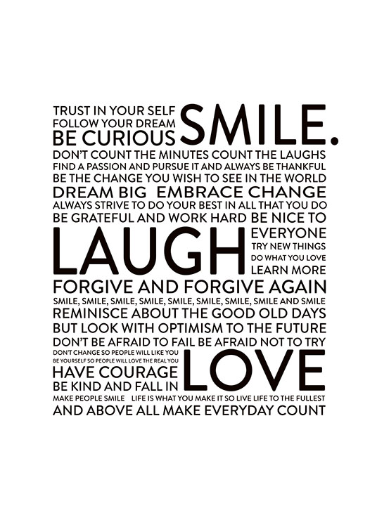 Smile Laugh Love Poster / Texttavlor hos Desenio AB (8565)