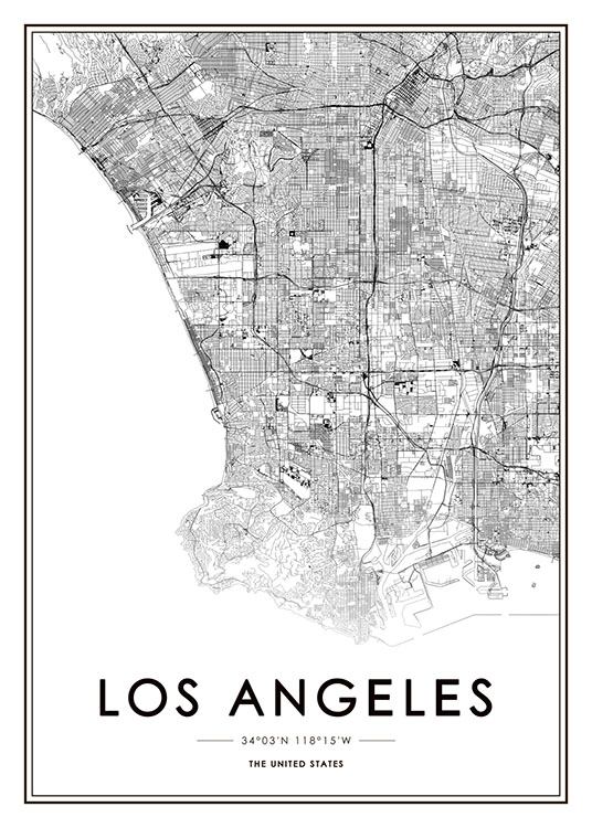 Los Angeles Map Poster / Svartvita hos Desenio AB (8718)