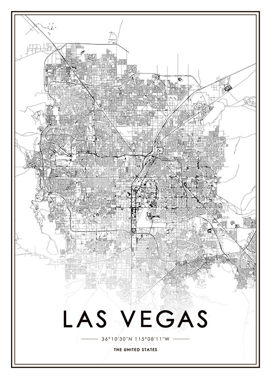 Las Vegas Map Poster / Svartvita hos Desenio AB (8725)
