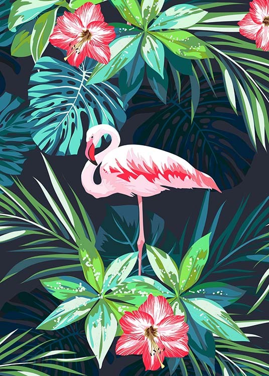 Flamingo In Paradise Poster / Konststilar hos Desenio AB (8779)