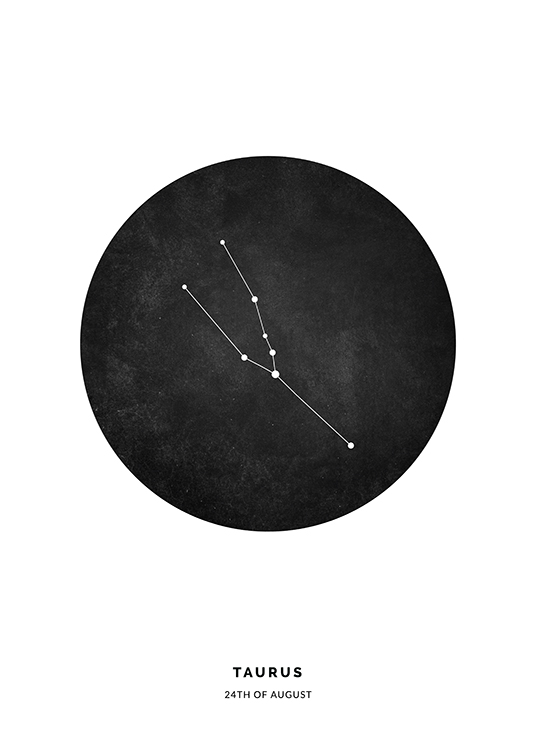  – Illustration med oxens stjärntecken i en svart cirkel på en vit bakgrund