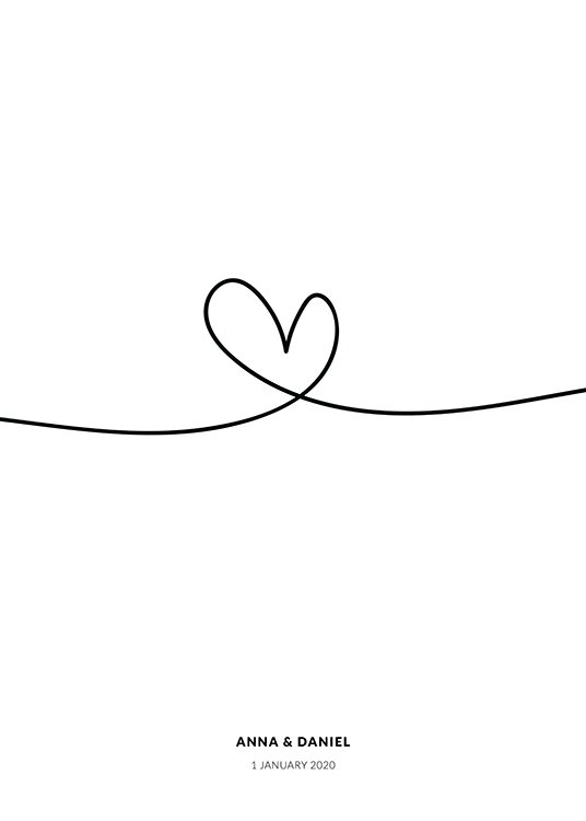  – Illustration av ett hjärta format av en svart linje mot en vit bakgrund