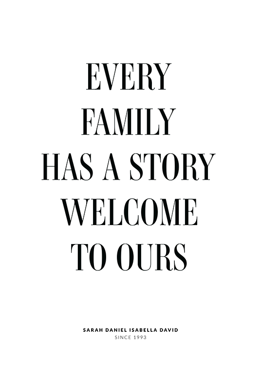  – Citat i svart om din familjs berättelse, mot en vit bakgrund