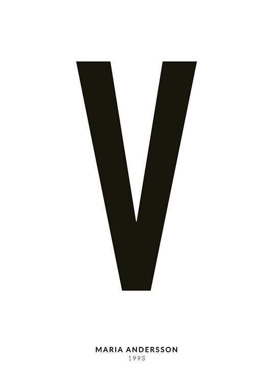 – En minimalistisk texttavla med bokstaven V och mindre text under på en vit bakgrund
