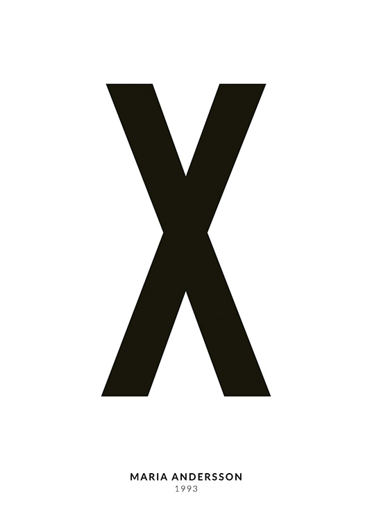 – En minimalistisk texttavla med bokstaven X och mindre text under på en vit bakgrund