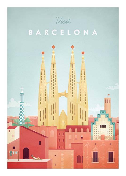 Barcelona Travel Poster / Retro & vintage hos Desenio AB (pre0006)