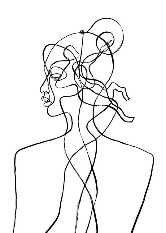  – Illustration av ett ansikte och en kropp i line art, inspirerad av Skyttens stjärntecken