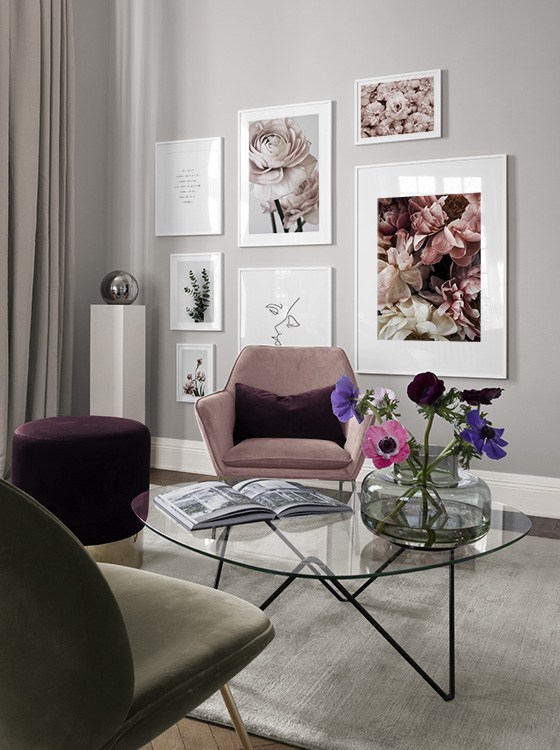 Romantiskt vardagsrum blommigt