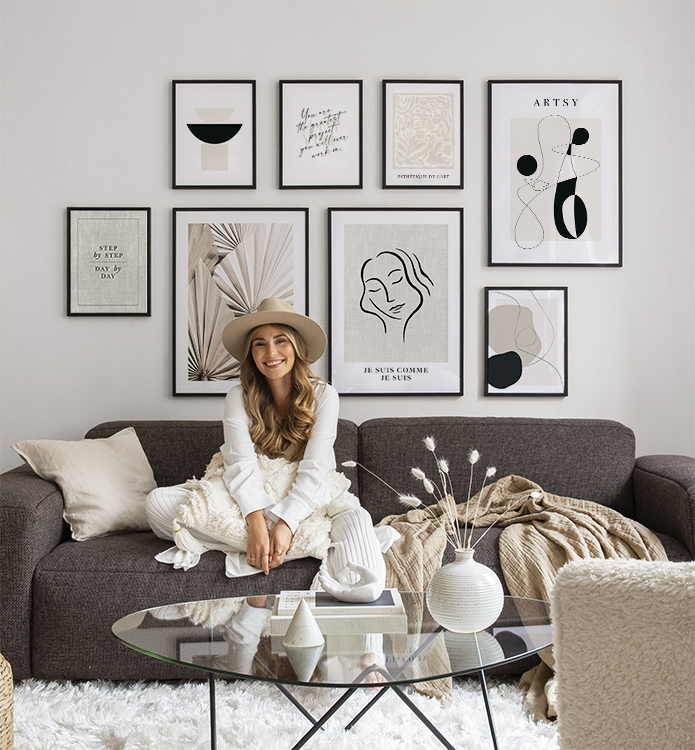 Beige och svart