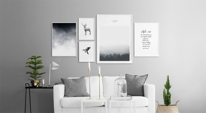 Mal bildevegg og collage med posters